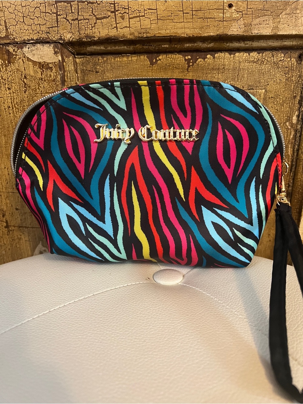 Juicy Couture Zebra Cosmetic Bag | Multicolor Wristlet | Makeup Pouch | NWOT